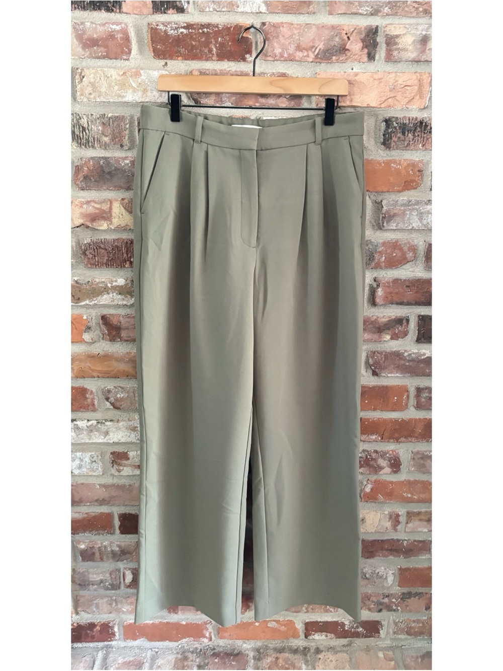 Abercrombie Green Sloane Pleated Wide Leg Trouser Pants, 32 / 14